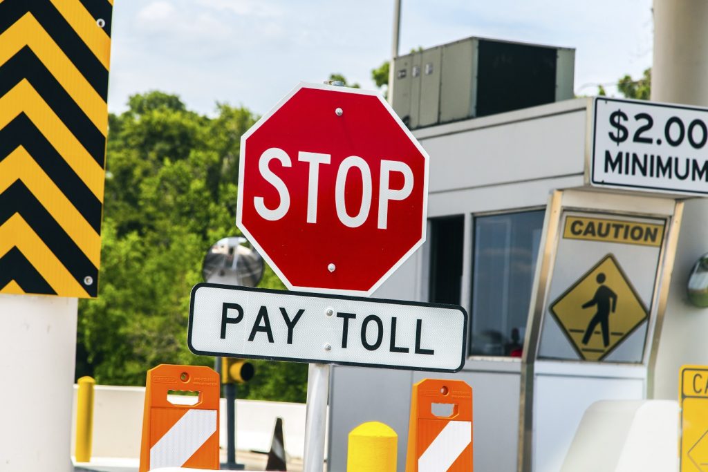 Toll Road sign at a toll bridge in Texas